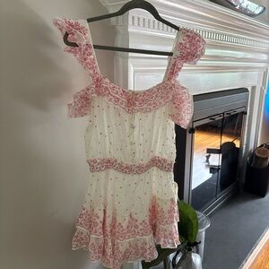 LoveShackFancy Pink and White Floral Dress